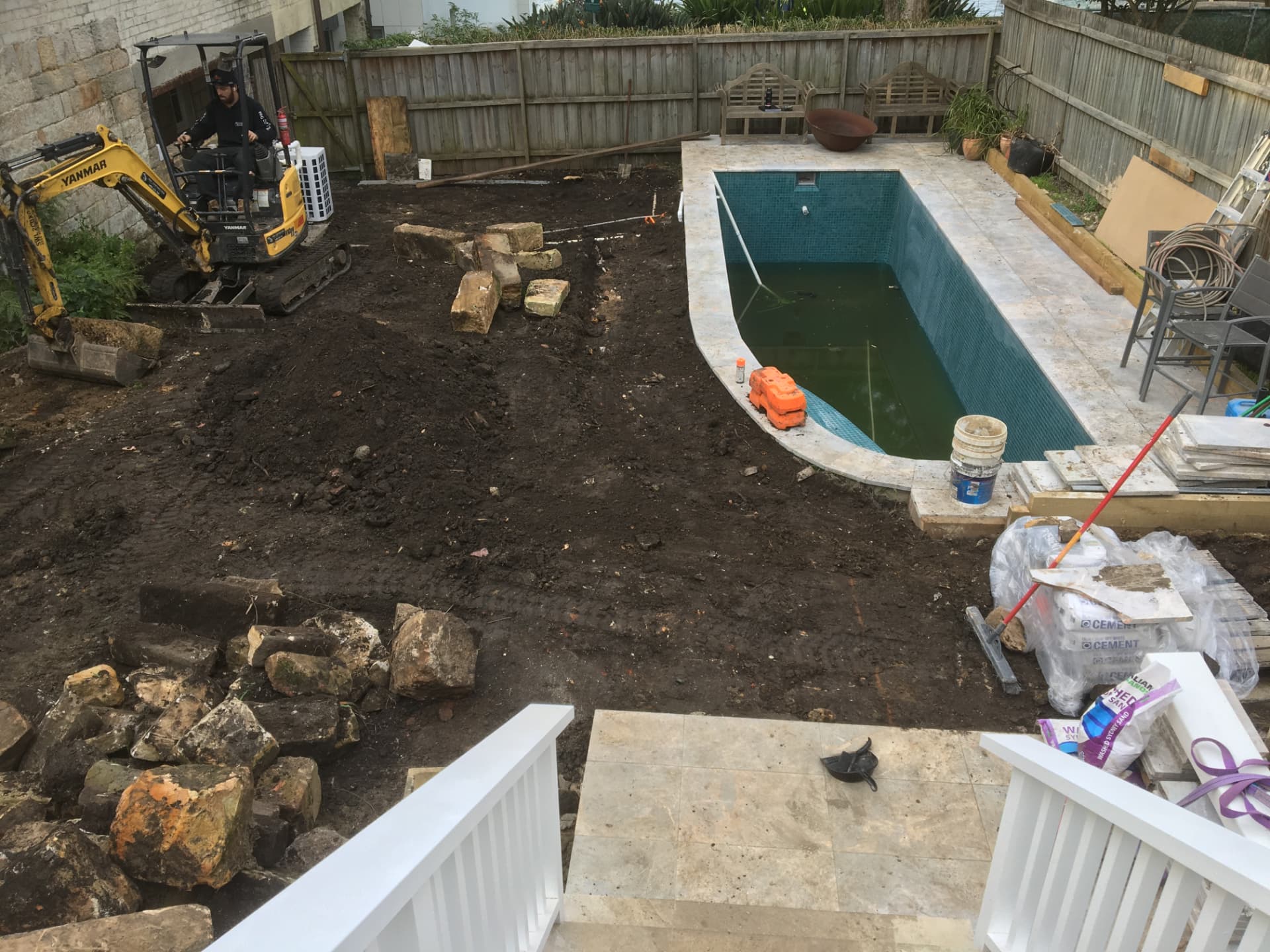Before - excavation and earthworks beside the old East Balmain pool