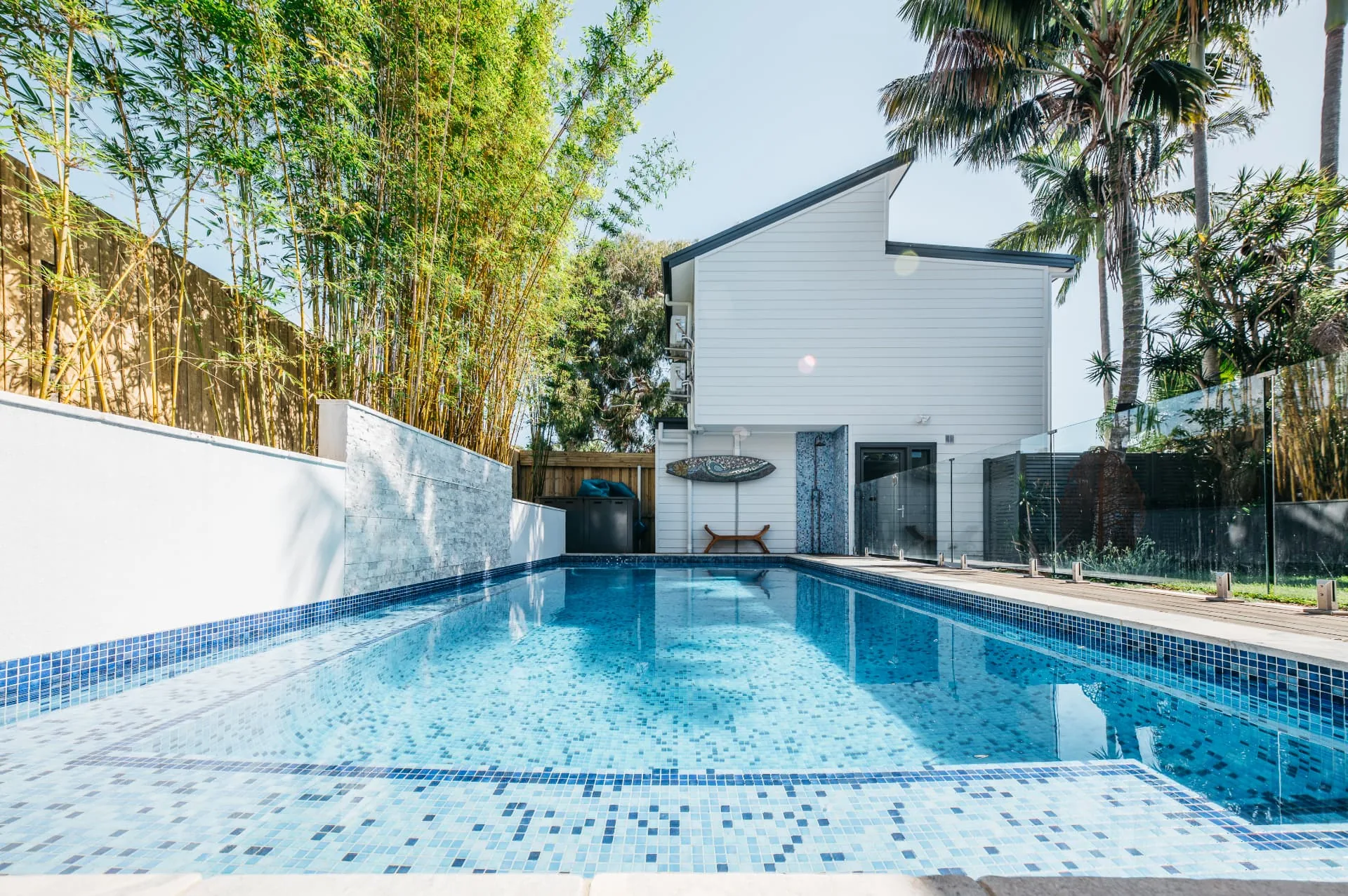 Renovated Freshwater pool with bamboo backdrop garden