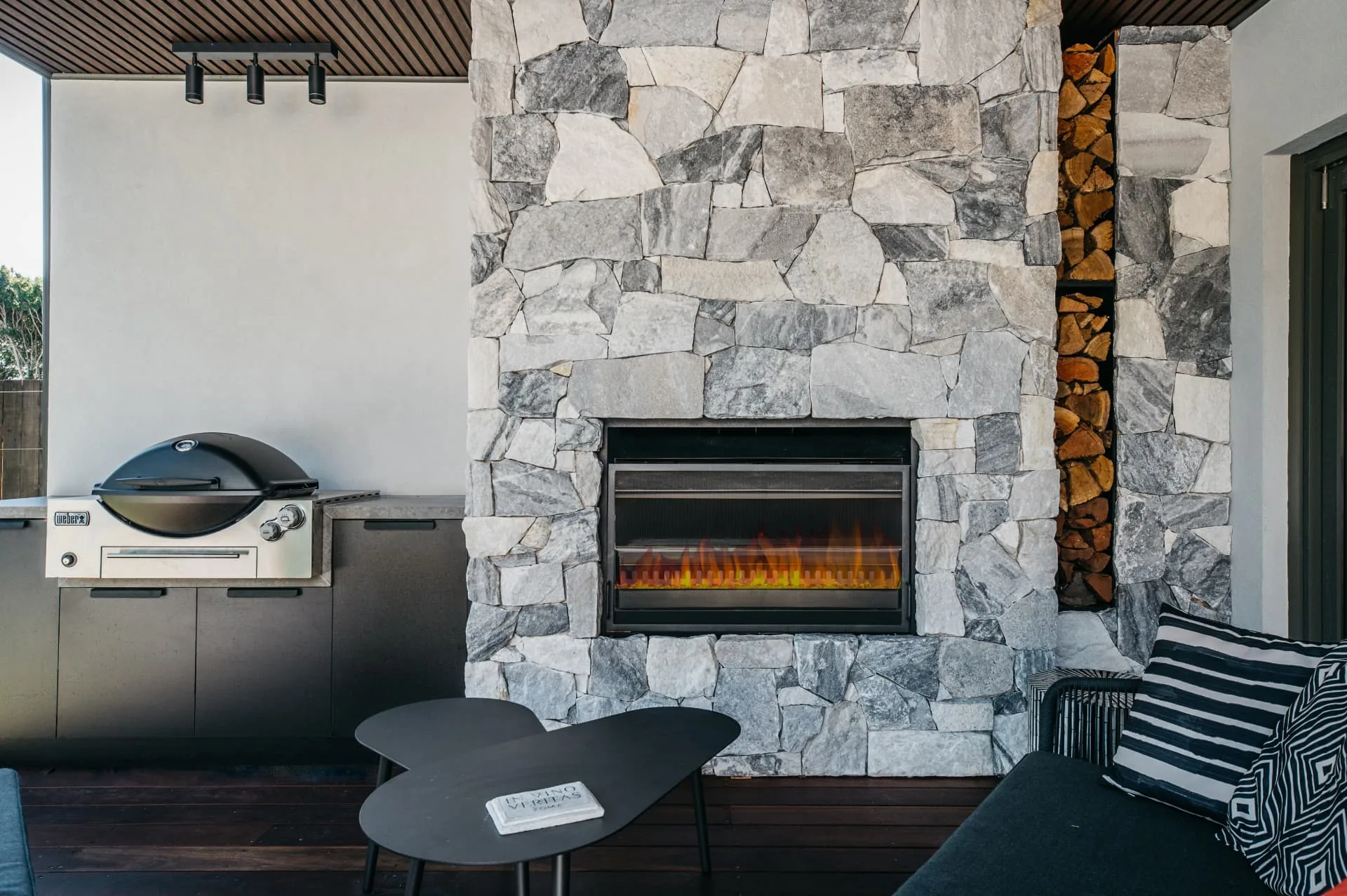 Fireplace and BBQ in the Freshwater outdoor room